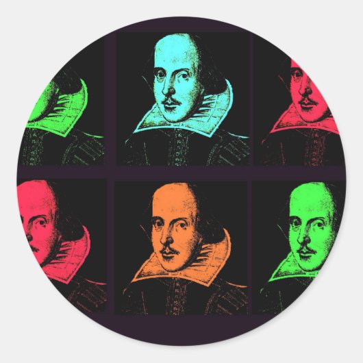 William Shakespeare Collage Ronde Sticker (Voorkant)
