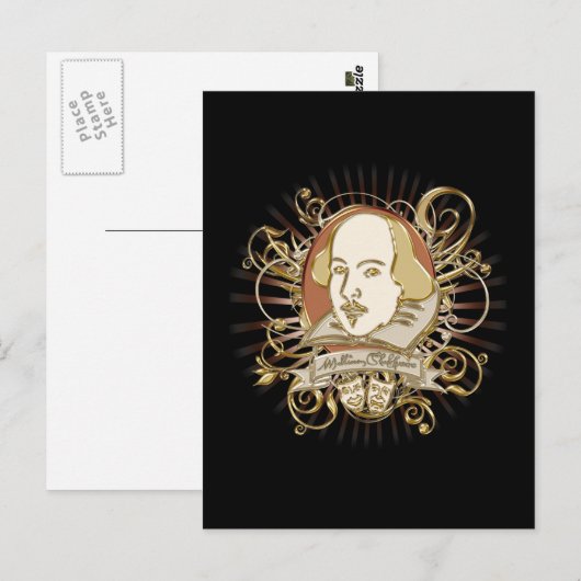 William Shakespeare Crest (Gold) Briefkaart (Voorkant / Achterkant)