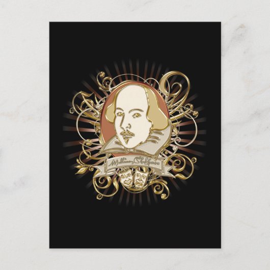 William Shakespeare Crest (Gold) Briefkaart (Voorkant)