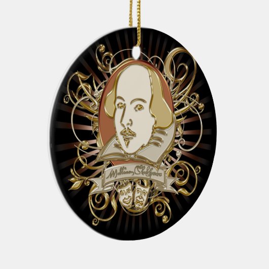 William Shakespeare Crest (Gold) Keramisch Ornament (Rechts)