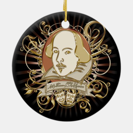 William Shakespeare Crest (Gold) Keramisch Ornament (Achterkant)