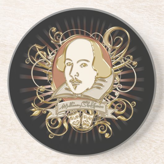 William Shakespeare Crest (Gold) Zandsteen Onderzetter (Voorkant)