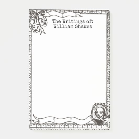 William Shakespeare Drawing Post-it® notes 4 x 6 (Voorkant)
