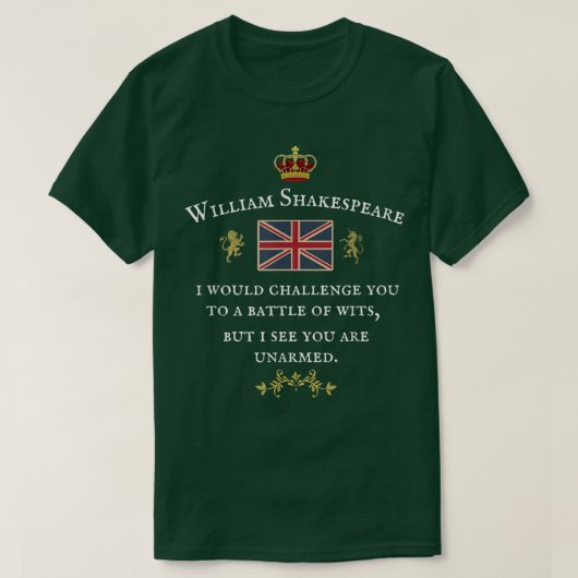 WILLIAM SHAKESPEARE , ENGELSE SCHOOLONDERWIJS , BR T-SHIRT (Design voorkant)