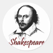 William Shakespeare Etching Ronde Sticker (Voorkant)