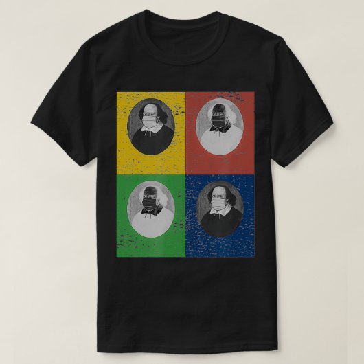 William Shakespeare Face Mask Portrait Squares T-shirt (Design voorkant)