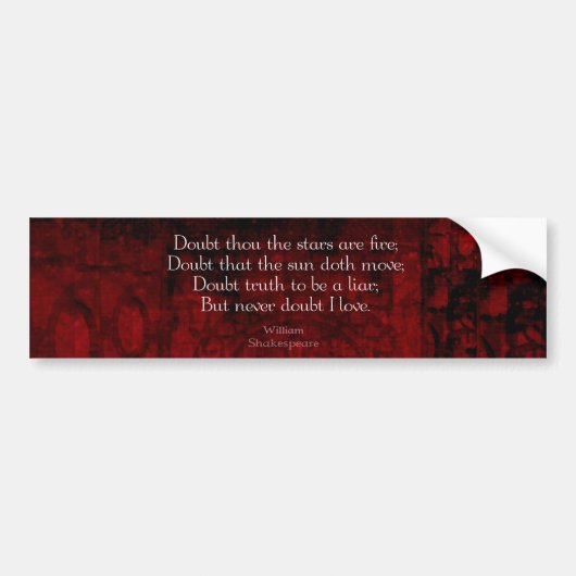 William Shakespeare Famous Love Quote Bumpersticker (Voorkant)