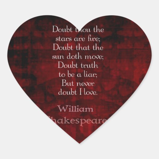 William Shakespeare Famous Love Quote Hart Sticker (Voorkant)