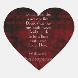 William Shakespeare Famous Love Quote Hart Sticker