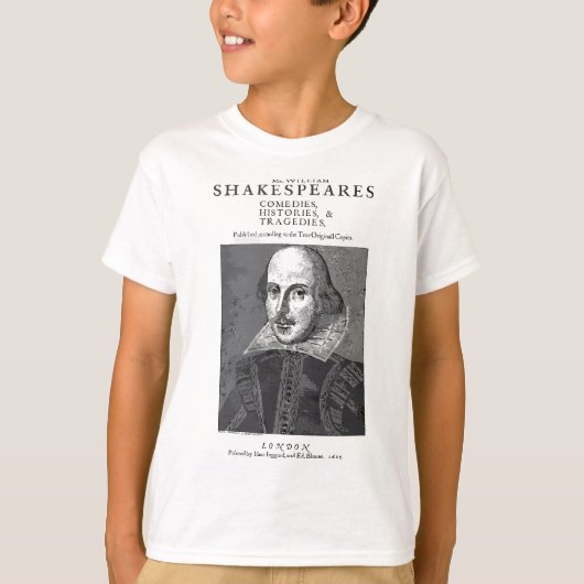 William Shakespeare First Folio Titel Pagina 1623 T-shirt (Voorkant)