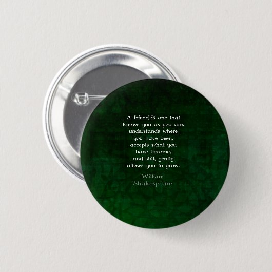William Shakespeare Friendship Inspirerend Quote Ronde Button 5,7 Cm (Voorkant /achterkant)