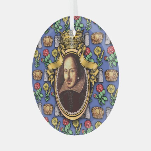 William Shakespeare Glass Ornament (Voorkant links)