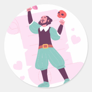 William Shakespeare Hamlet Literatuur Dichter Retr Ronde Sticker