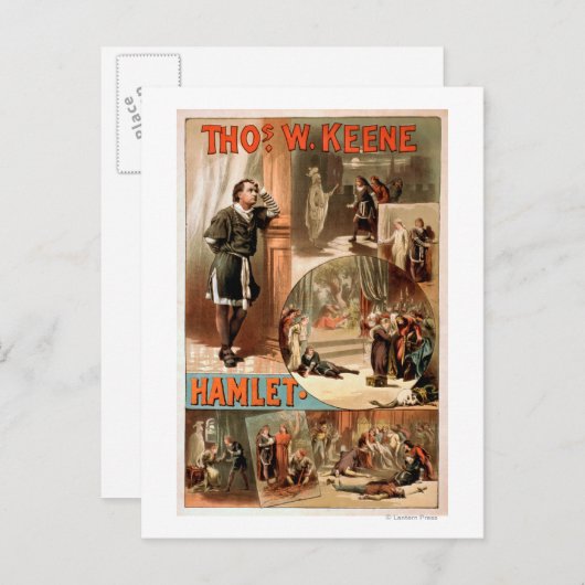 William Shakespeare "Hamlet" Theater Poster Briefkaart (Voorkant / Achterkant)