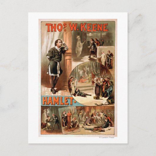 William Shakespeare "Hamlet" Theater Poster Briefkaart (Voorkant)