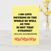 WILLIAM SHAKESPEARE, IK HOU VAN JE ROMANTISCHE KAA KAART (Gele Bloem)