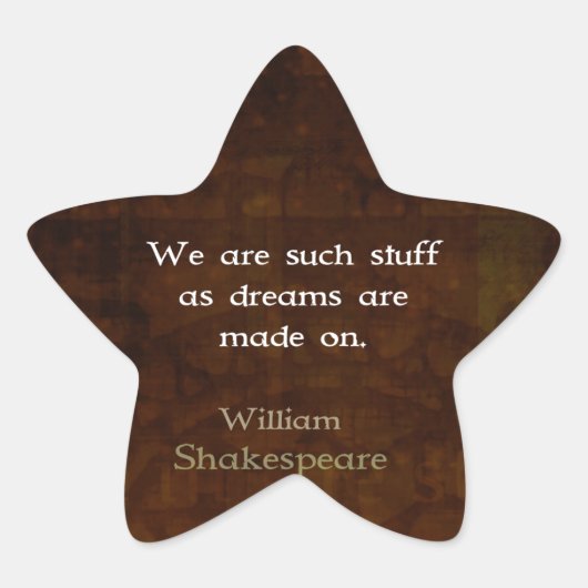 William Shakespeare Inspirerend Dream Quote Ster Sticker (Voorkant)
