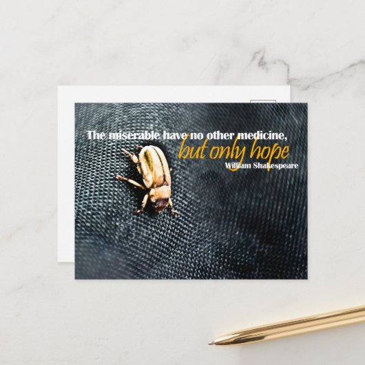 William Shakespeare Inspirerend Quote "Hoop" Briefkaart (Voorkant / Achterkant in situ)