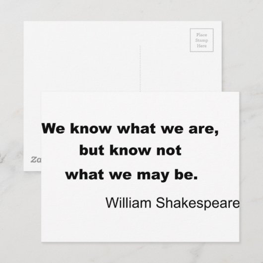 William Shakespeare Inspirerende Quote Briefkaart (Voorkant / Achterkant)