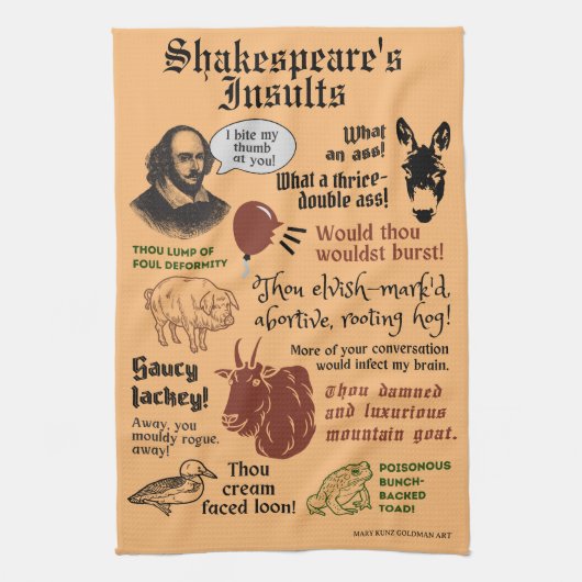 William Shakespeare Insult citeert een grappig the Theedoek (Verticaal)
