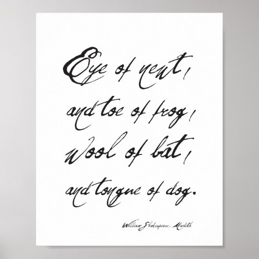 William Shakespeare Macbeth Spooky Quote Halloween Poster (Voorkant)