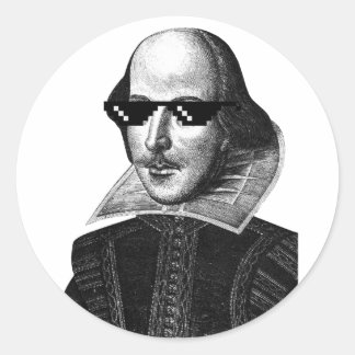 William Shakespeare Met Een Zonnebril Ronde Sticker