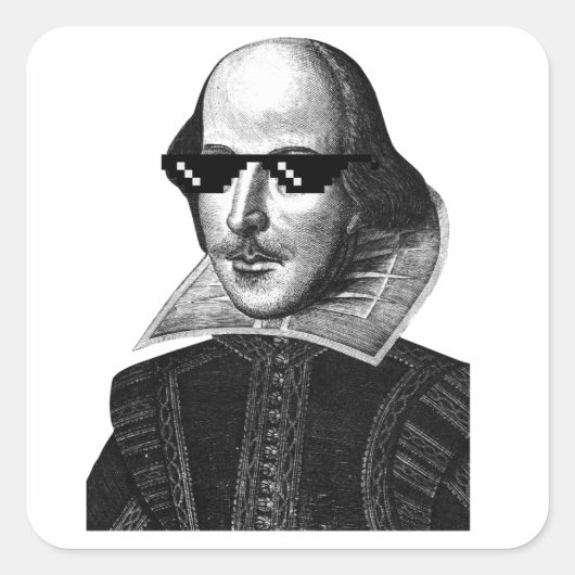 William Shakespeare met zonnebril vierkant Vierkante Sticker (Voorkant)