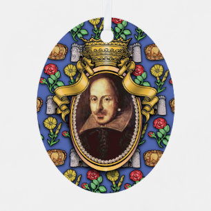 William Shakespeare Metal Ornament