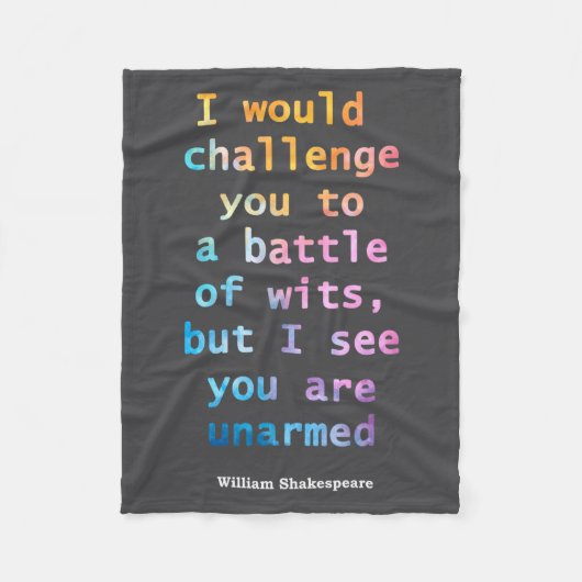William Shakespeare Pastel Ik Zie Dat Je Ontwapend Fleece Deken (Voorkant)