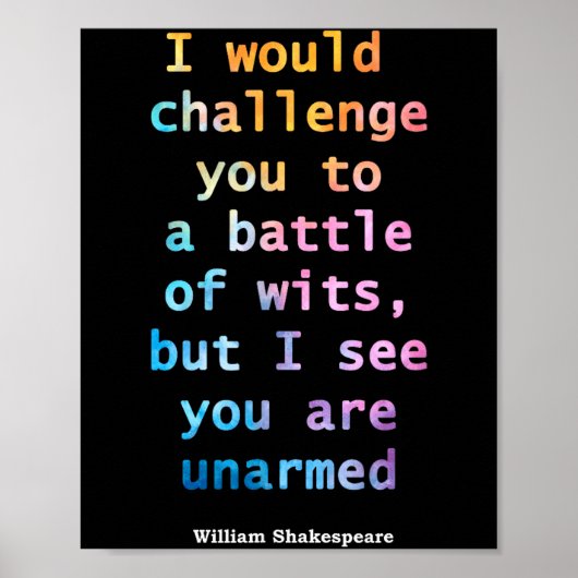 William Shakespeare Pastel Ik Zie Dat Je Ontwapend Poster (Voorkant)