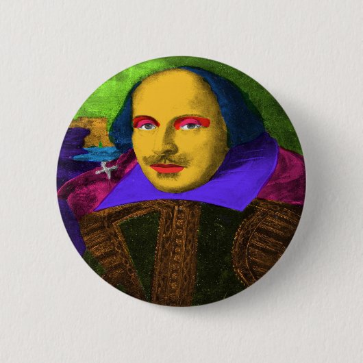 William Shakespeare Pop Art Ronde Button 5,7 Cm (Voorkant)