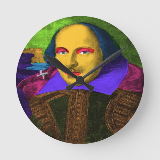 William Shakespeare Pop Art Ronde Klok (Voorkant)