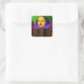 William Shakespeare Pop Art Vierkante Sticker (Tas)
