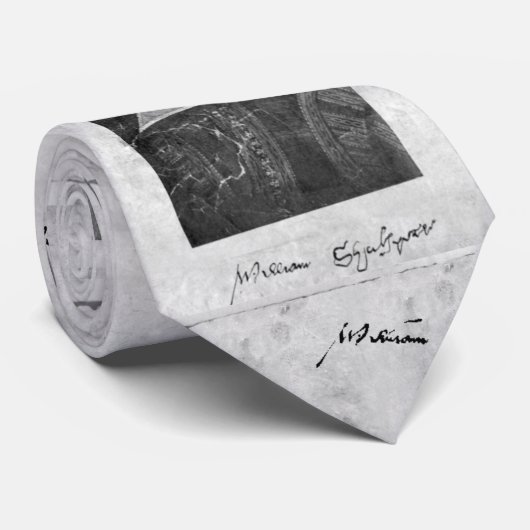 William Shakespeare Portrait and Signature Stropda Stropdas (Opgerold)