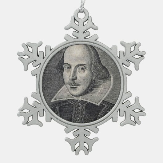 William Shakespeare Portrait Tin Sneeuwvlok Ornament (Voorkant)
