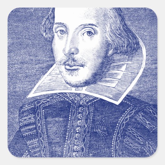 William Shakespeare Portrait uit First Folio Vierkante Sticker (Voorkant)