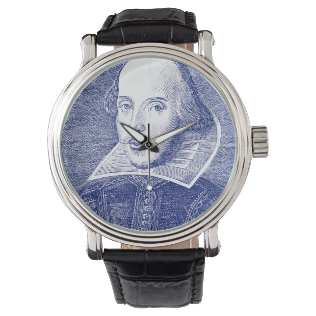 William Shakespeare Portret First Folio Horloge (Voorkant)