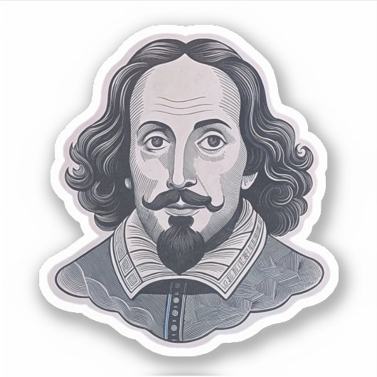 William Shakespeare portret Hamlet illustratie Sticker (Voorkant)