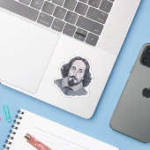 William Shakespeare portret Hamlet illustratie Sticker (Laptop met iPhone)