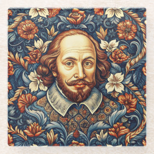 William Shakespeare portretillustratie Goud Glazen Onderzetter