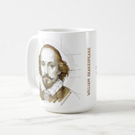 William Shakespeare portretillustratie Goud Koffiemok