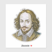 William Shakespeare portretillustratie Goud Sticker (Vel)
