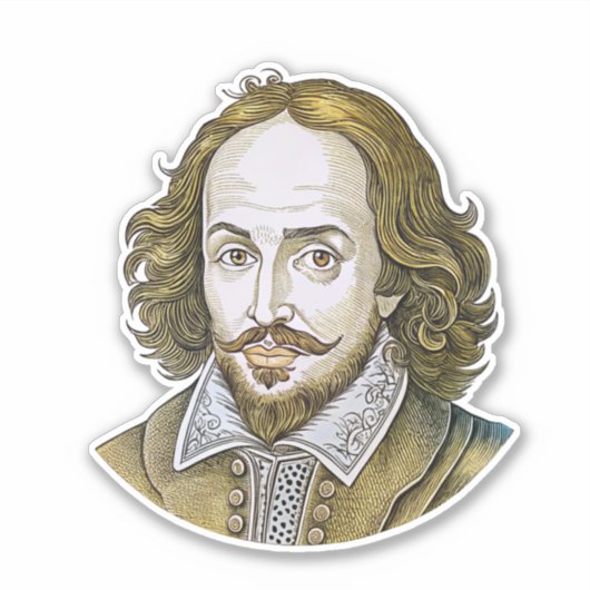 William Shakespeare portretillustratie Goud Sticker (Voorkant)
