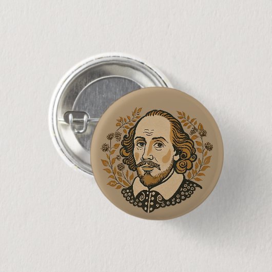William Shakespeare portretillustratie QUOTE Ronde Button 3,2 Cm (Voorkant /achterkant)