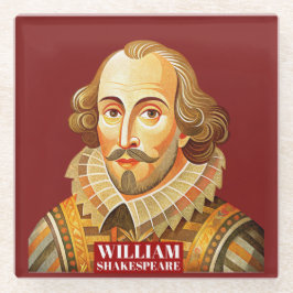 William Shakespeare portretillustratie To Be Of Glazen Onderzetter