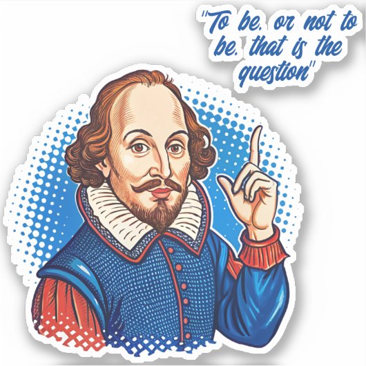 William Shakespeare portretillustratie To Be Of Sticker (Voorkant)