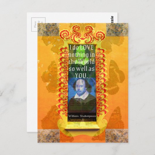 William Shakespeare Romantisch LIEFDE Citaat Briefkaart (Voorkant / Achterkant)