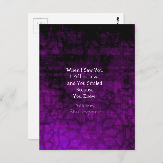 William Shakespeare Romantisch Liefde Gezegde Briefkaart (Voorkant / Achterkant)