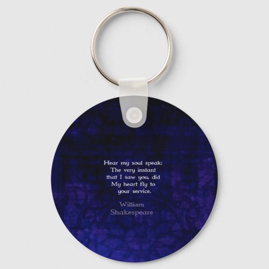 William Shakespeare Romantische Liefde Quote Sleutelhanger (Voorkant)