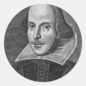 William Shakespeare Ronde Sticker (Voorkant)